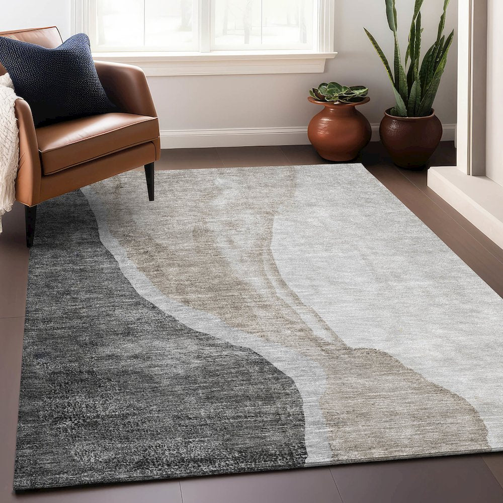 Premium Machine Washable Mayfield AMF667 Charcoal 2'6" x 3'10" Rug
