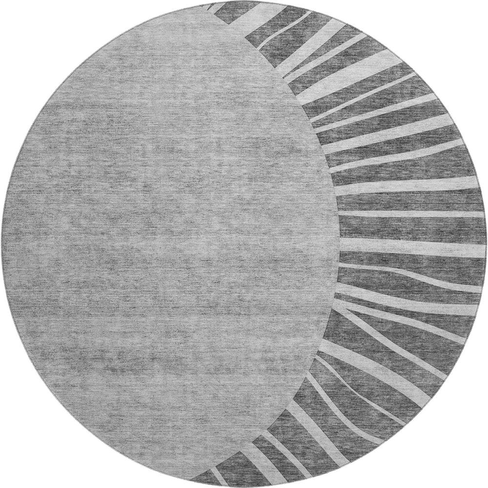Premium Machine Washable Mayfield AMF668 Charcoal 8' x 8' Round Rug