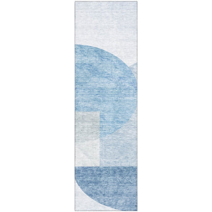 Premium Machine Washable Mayfield AMF678 Blue 2'3" x 7'6" Runner Rug