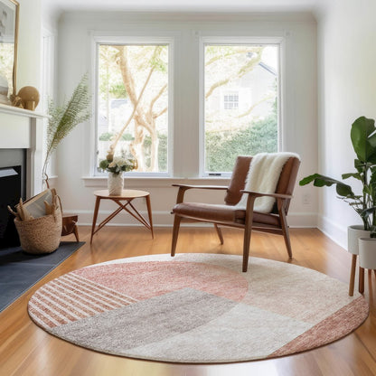 Premium Machine Washable Mayfield AMF678 Copper 8' x 8' Round Rug