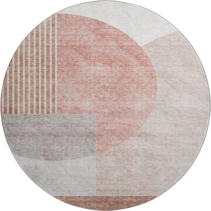 Premium Machine Washable Mayfield AMF678 Copper 8' x 8' Round Rug
