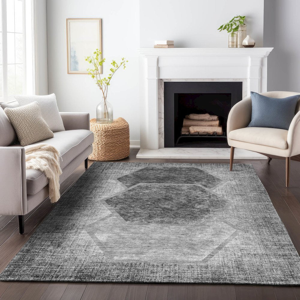 Premium Machine Washable Mayfield AMF679 Gray 2'6" x 3'10" Rug