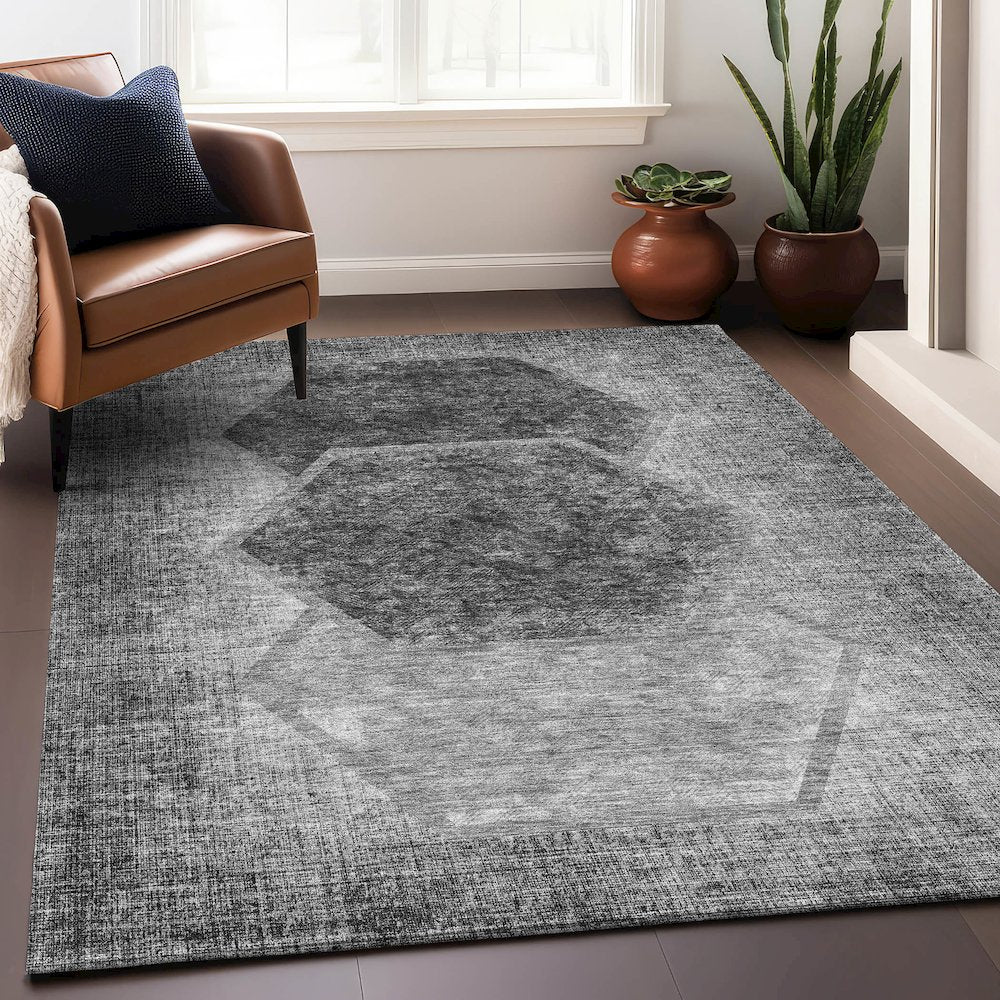 Premium Machine Washable Mayfield AMF679 Gray 2'6" x 3'10" Rug