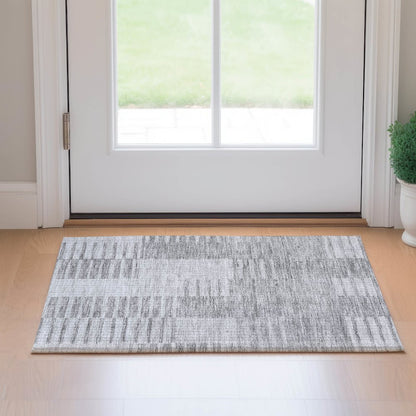 Premium Machine Washable Mayfield AMF686 Silver 1'8" x 2'6" Rug