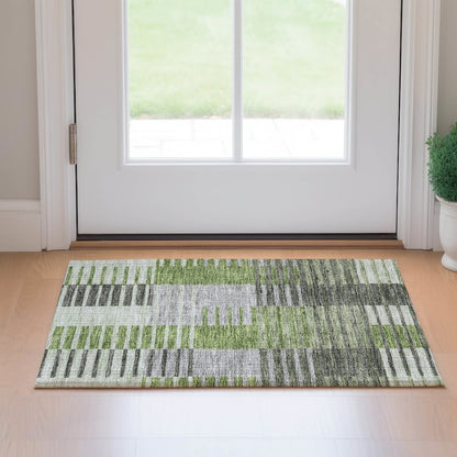 Premium Machine Washable Mayfield AMF687 Green 1'8" x 2'6" Rug