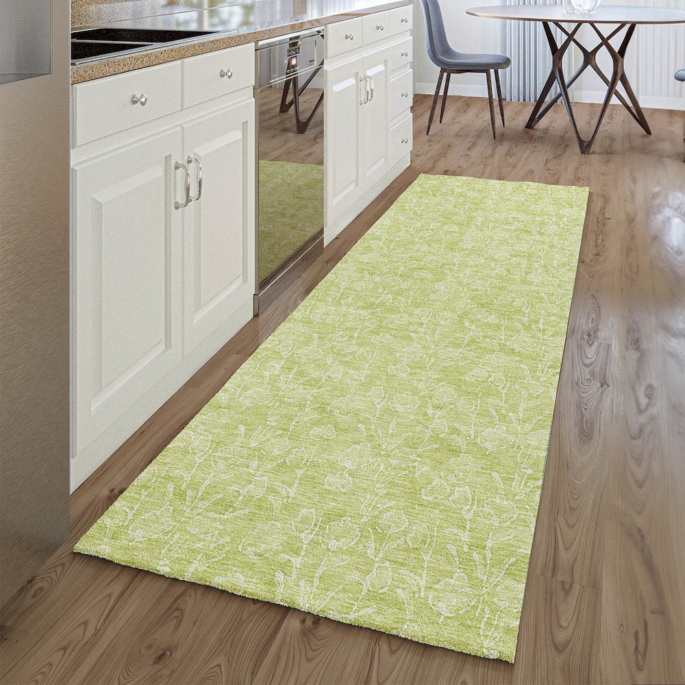 Premium Machine Washable Mayfield AMF691 Aloe 2'3" x 7'6" Runner Rug