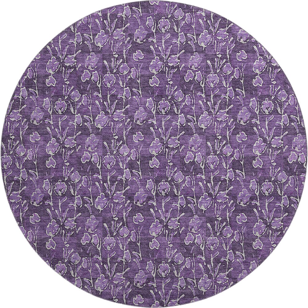 Premium Machine Washable Mayfield AMF692 Purple 8' x 8' Round Rug