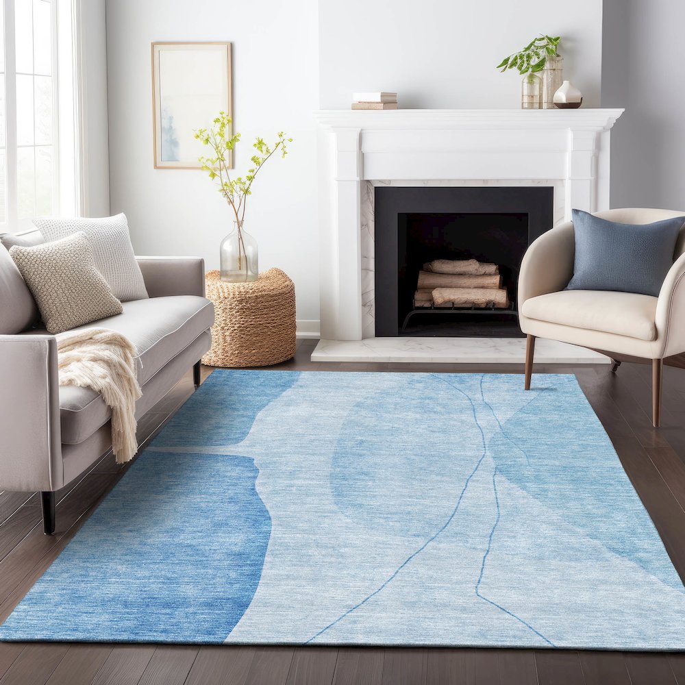 Premium Machine Washable Mayfield AMF696 Blue 2'6" x 3'10" Rug