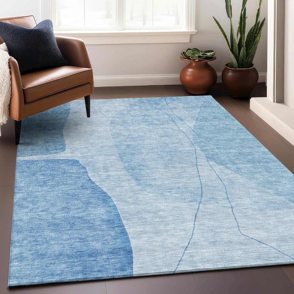 Premium Machine Washable Mayfield AMF696 Blue 2'6" x 3'10" Rug