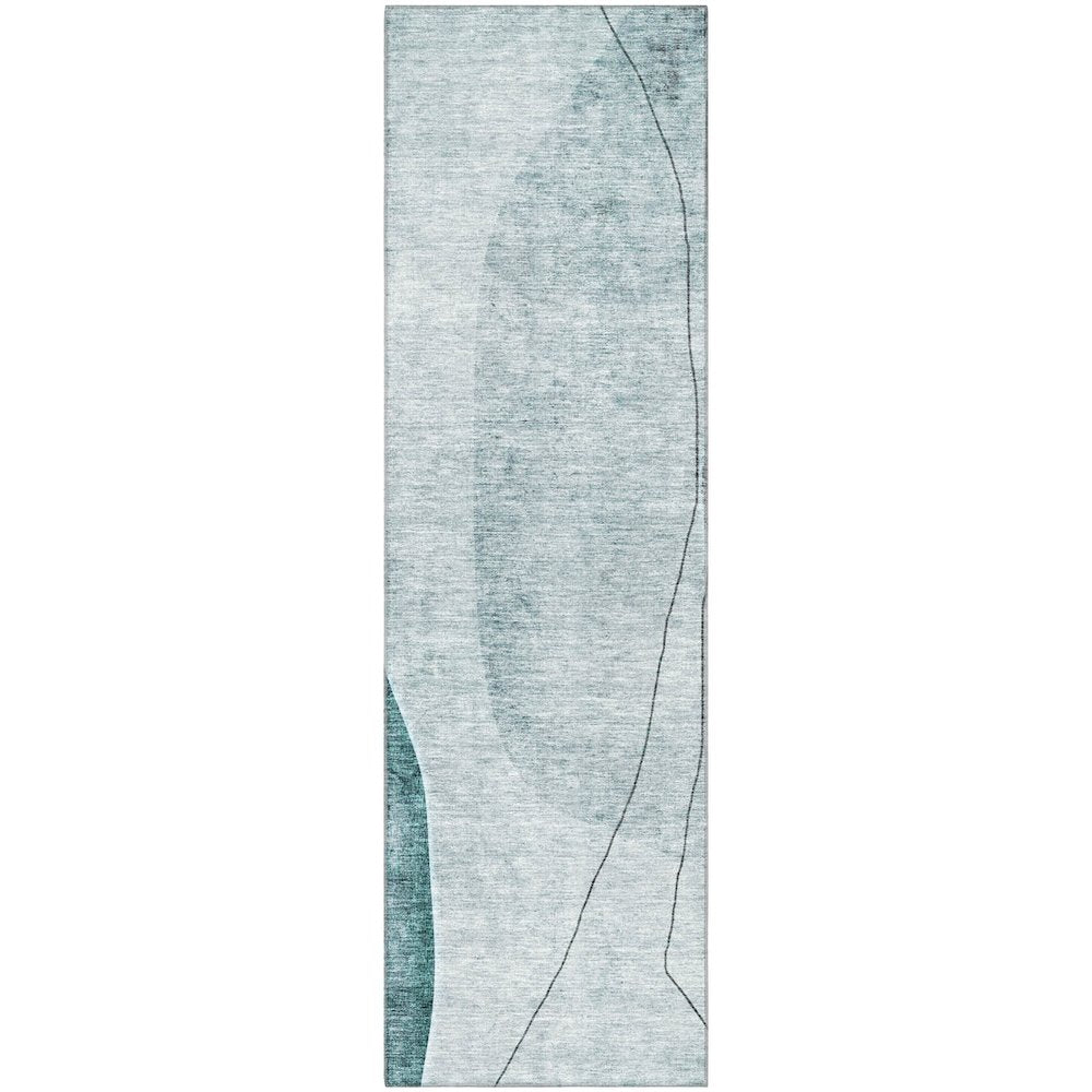 Premium Machine Washable Mayfield AMF696 Teal 2'3" x 7'6" Runner Rug