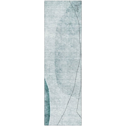 Premium Machine Washable Mayfield AMF696 Teal 2'3" x 7'6" Runner Rug