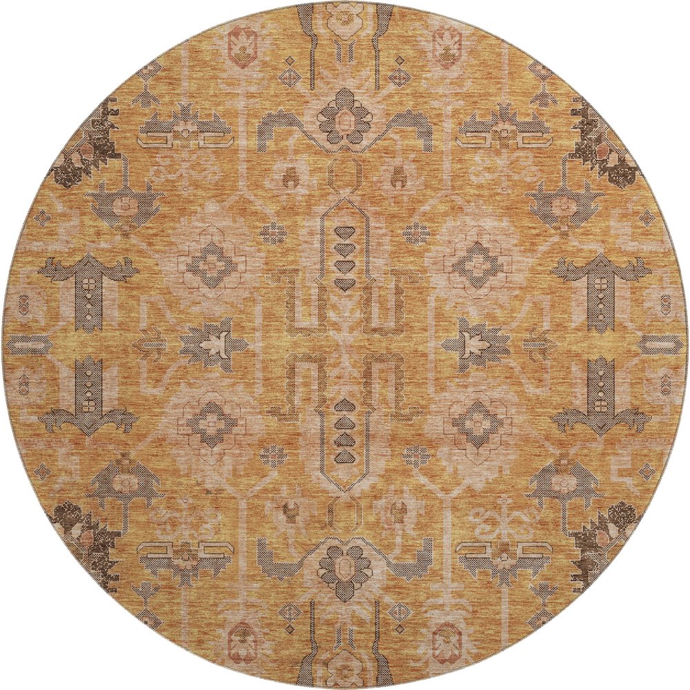 Premium Machine Washable Mayfield AMF697 Terracotta 8' x 8' Round Rug