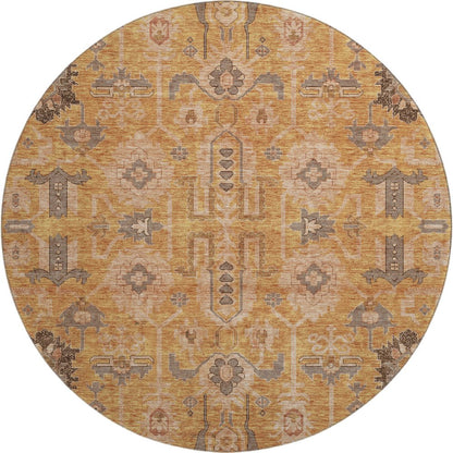 Premium Machine Washable Mayfield AMF697 Terracotta 8' x 8' Round Rug