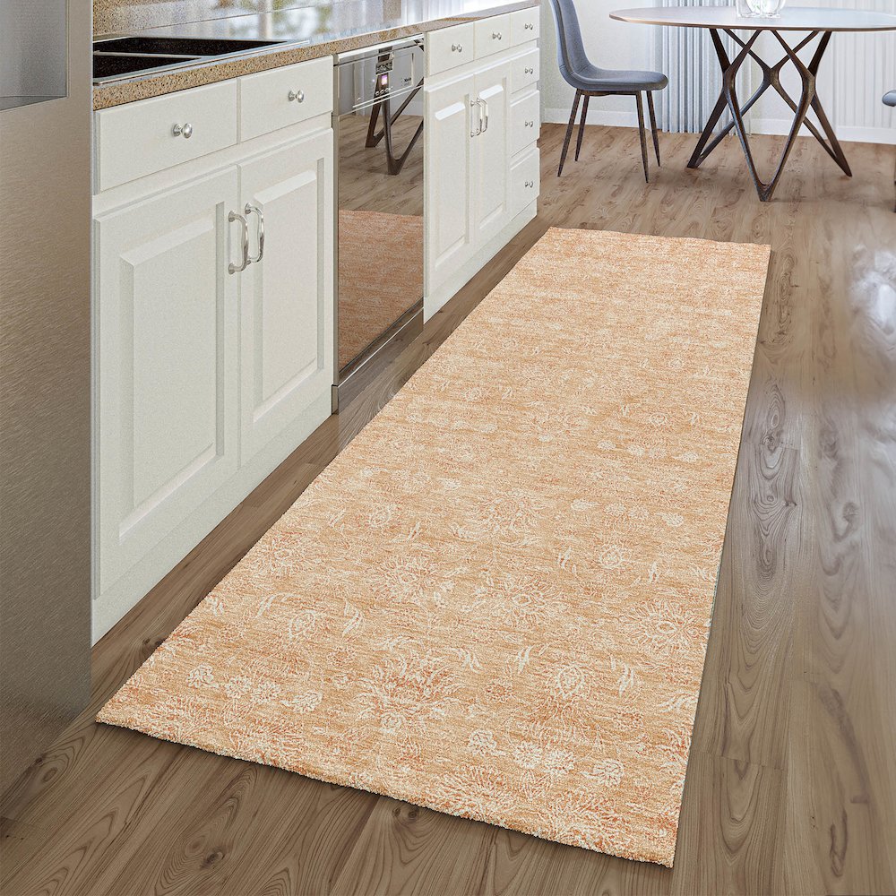 Premium Machine Washable Mayfield AMF703 Peach 2'3" x 7'6" Runner Rug