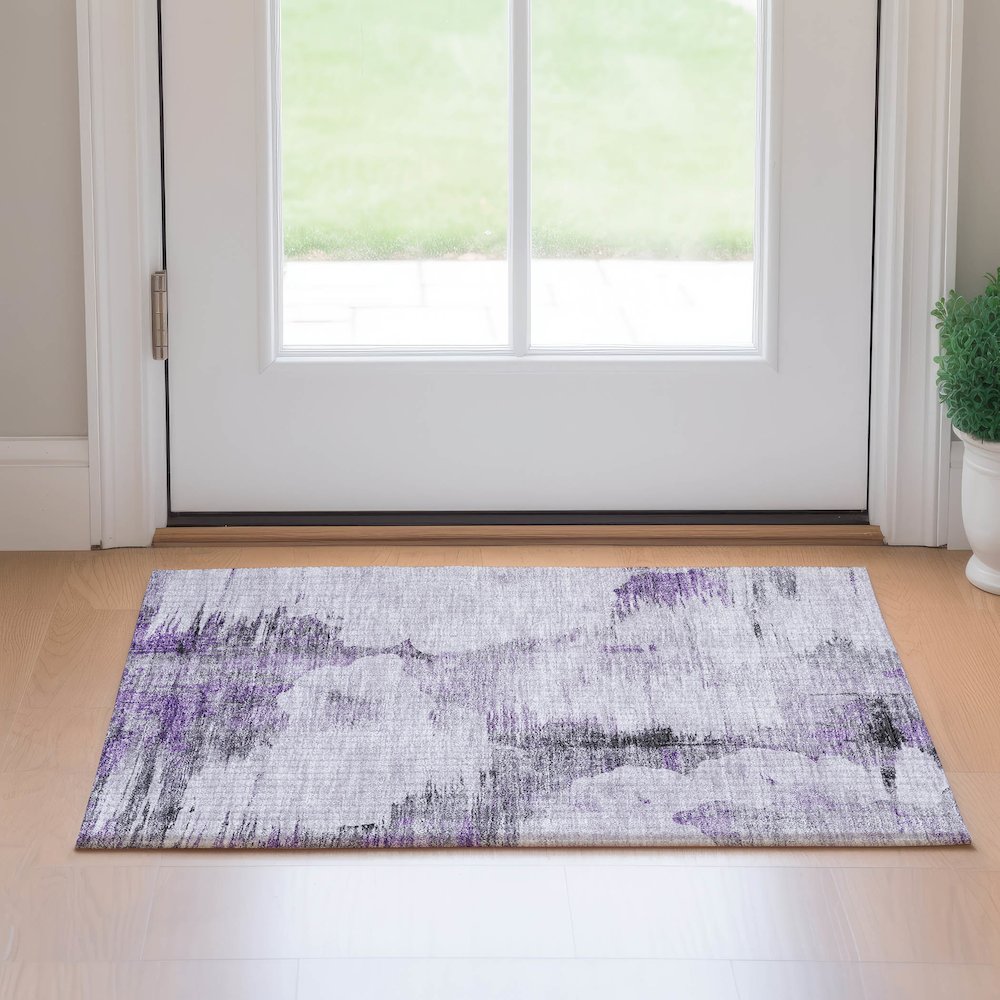Premium Machine Washable Mayfield AMF710 Purple 1'8" x 2'6" Rug