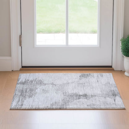Premium Machine Washable Mayfield AMF710 Silver 1'8" x 2'6" Rug
