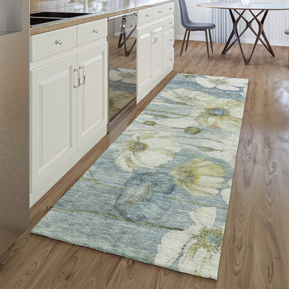 Premium Machine Washable Mayfield AMF712 Blue 2'3" x 7'6" Runner Rug