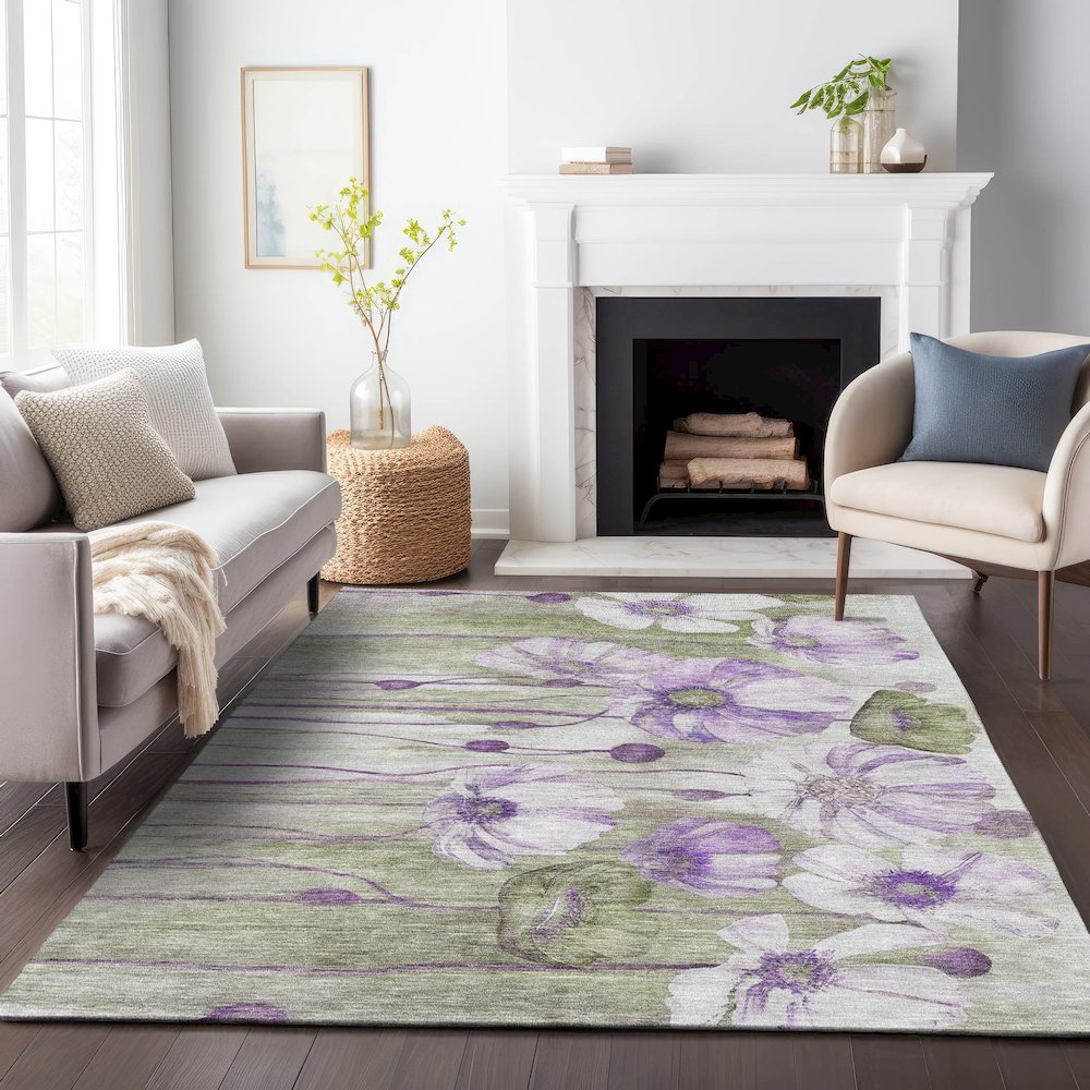 Premium Machine Washable Mayfield AMF712 Purple 2'6" x 3'10" Rug