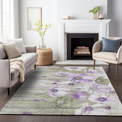Premium Machine Washable Mayfield AMF712 Purple 2'6" x 3'10" Rug