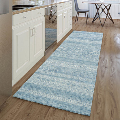 Premium Machine Washable Mayfield AMF714 Sky 2'3" x 7'6" Runner Rug