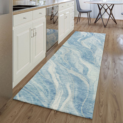 Premium Machine Washable Mayfield AMF720 Blue 2'3" x 7'6" Runner Rug