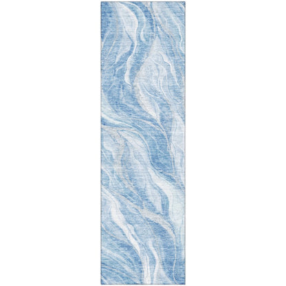 Premium Machine Washable Mayfield AMF720 Blue 2'3" x 7'6" Runner Rug