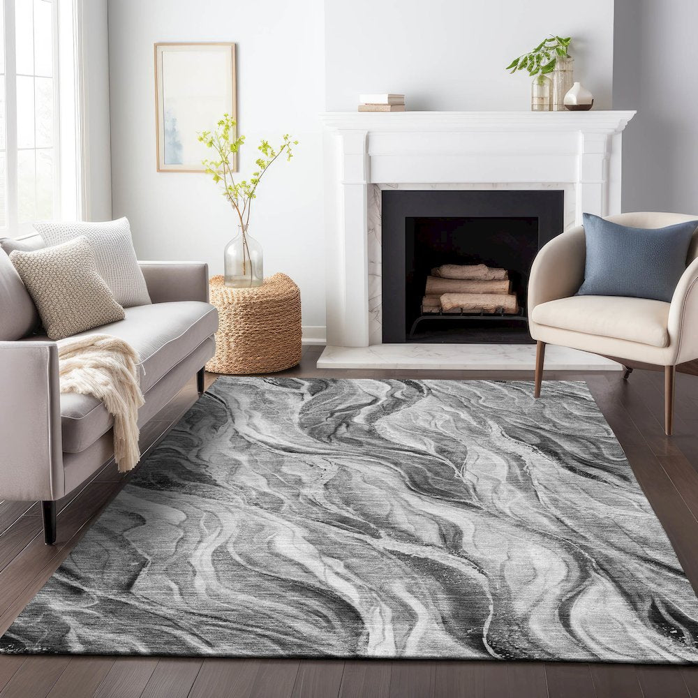 Premium Machine Washable Mayfield AMF720 Gray 2'6" x 3'10" Rug