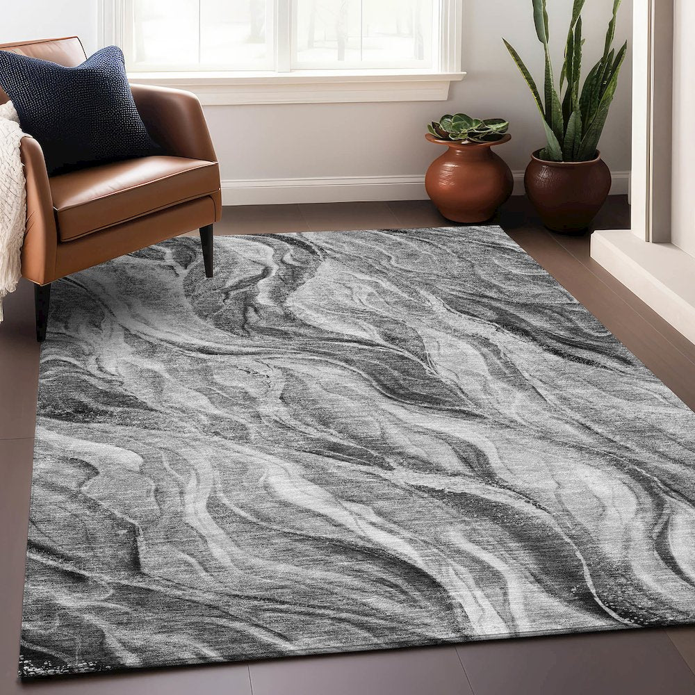 Premium Machine Washable Mayfield AMF720 Gray 2'6" x 3'10" Rug