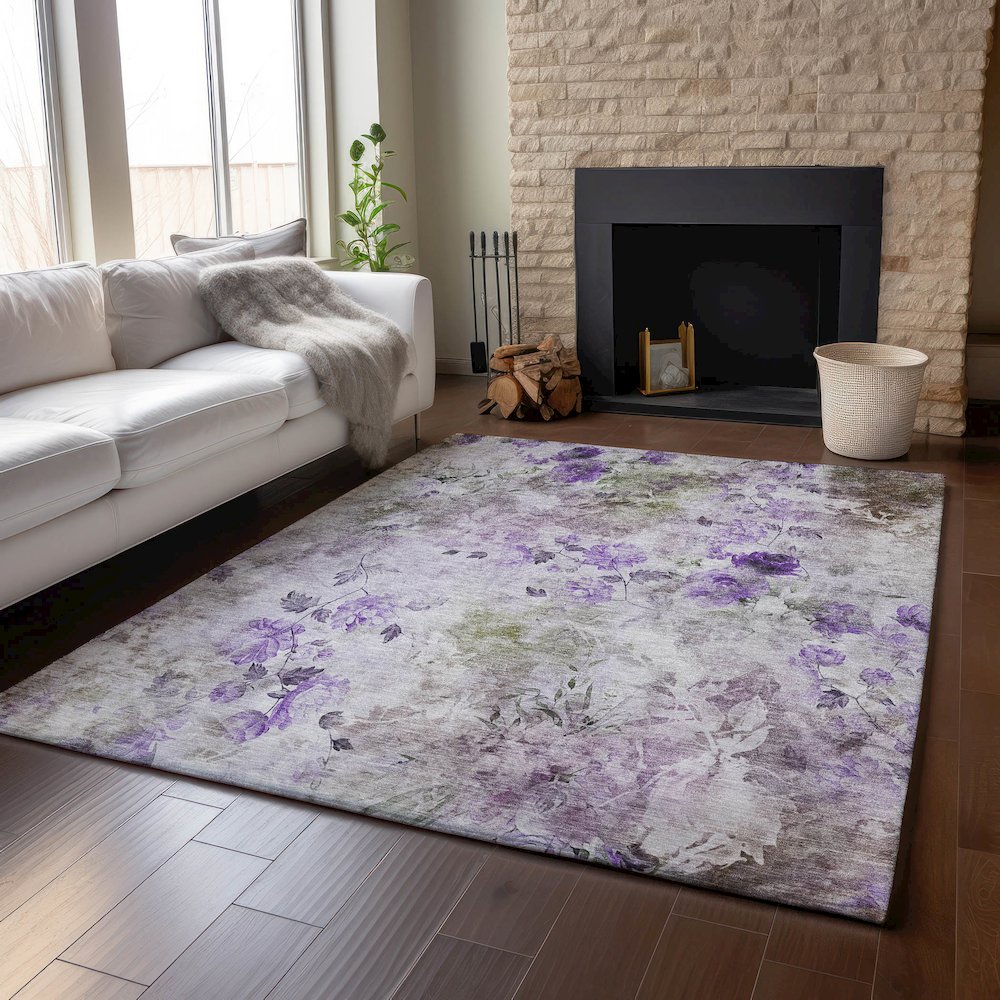 Premium Machine Washable Mayfield AMF724 Purple 2'6" x 3'10" Rug