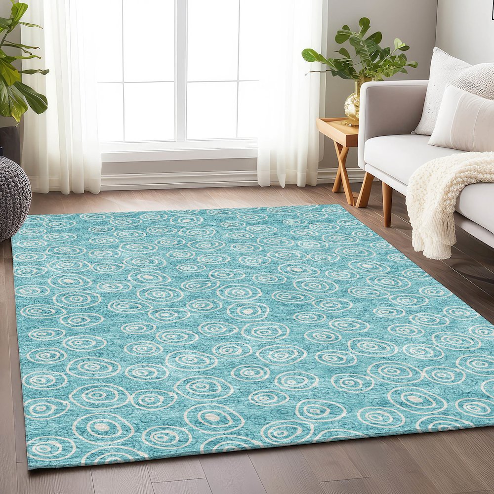Premium Machine Washable Mayfield AMF728 Teal 2'6" x 3'10" Rug