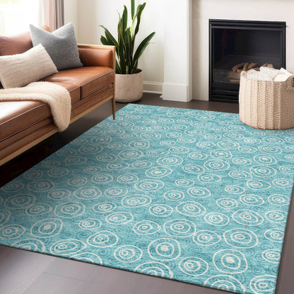 Premium Machine Washable Mayfield AMF728 Teal 2'6" x 3'10" Rug
