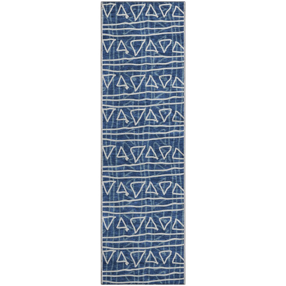 Premium Machine Washable Mayfield AMF730 Navy 2'3" x 7'6" Runner Rug