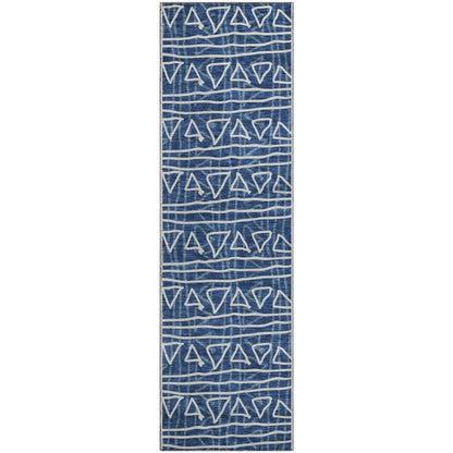 Premium Machine Washable Mayfield AMF730 Navy 2'3" x 7'6" Runner Rug
