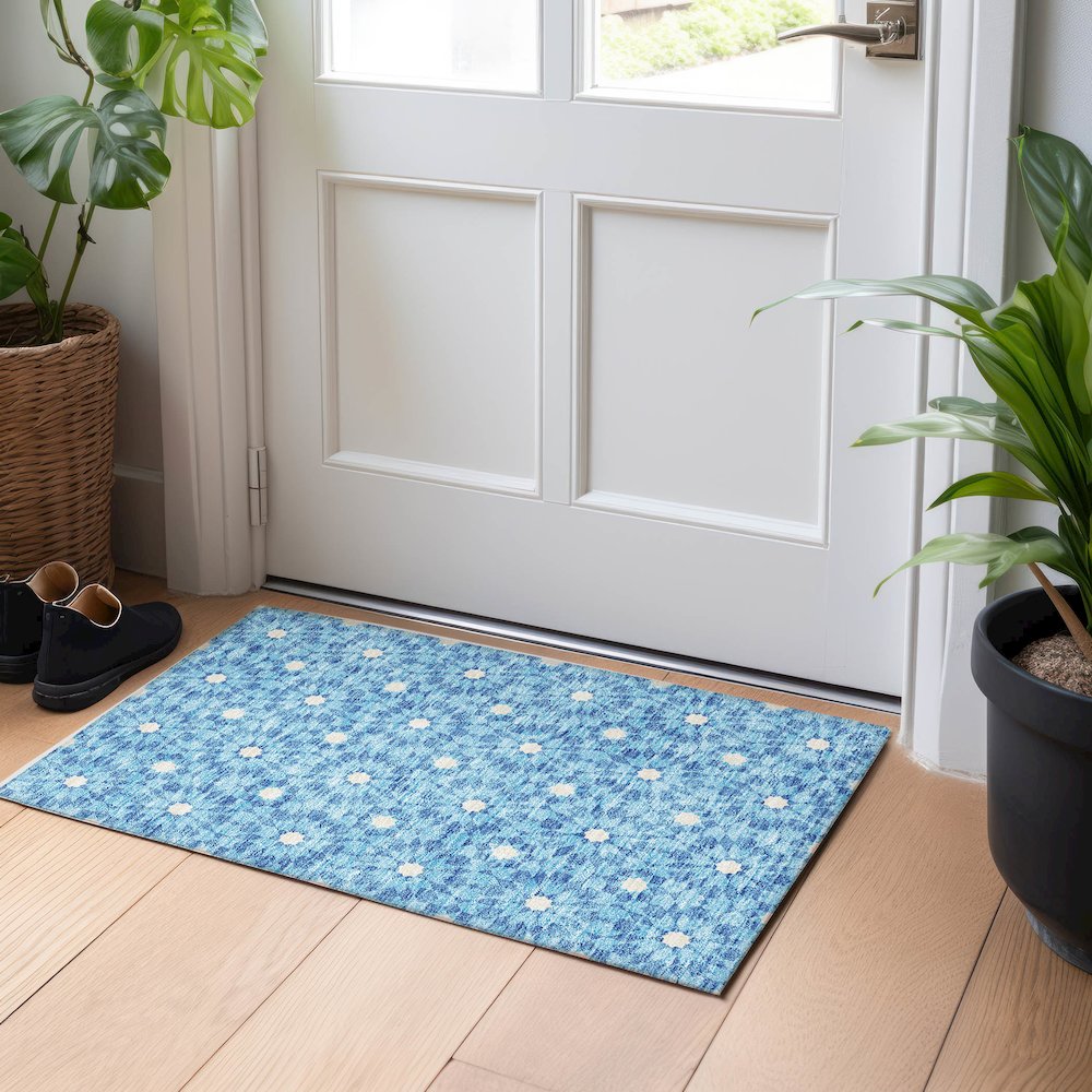 Premium Machine Washable Mayfield AMF734 Denim 1'8" x 2'6" Rug