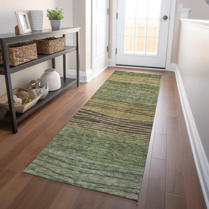 Premium Machine Washable Mayfield AMF735 Olive 2'3" x 7'6" Runner Rug