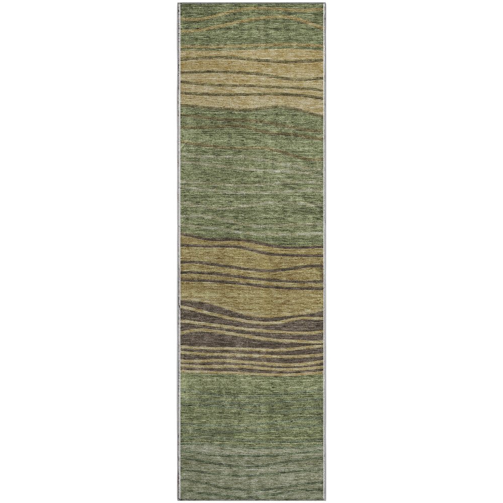 Premium Machine Washable Mayfield AMF735 Olive 2'3" x 7'6" Runner Rug