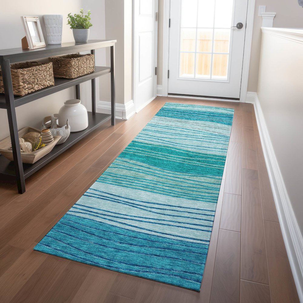 Premium Machine Washable Mayfield AMF735 Sky 2'3" x 7'6" Runner Rug
