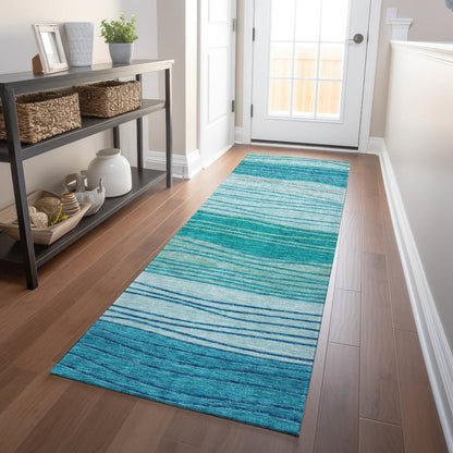 Premium Machine Washable Mayfield AMF735 Sky 2'3" x 7'6" Runner Rug