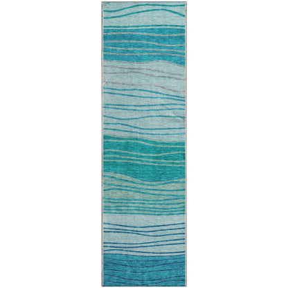 Premium Machine Washable Mayfield AMF735 Sky 2'3" x 7'6" Runner Rug