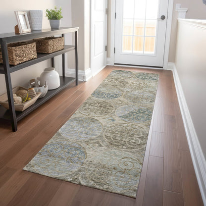 Premium Machine Washable Mayfield AMF738 Beige 2'3" x 7'6" Runner Rug