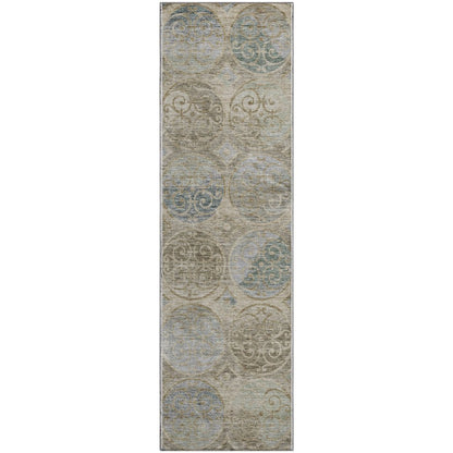 Premium Machine Washable Mayfield AMF738 Beige 2'3" x 7'6" Runner Rug