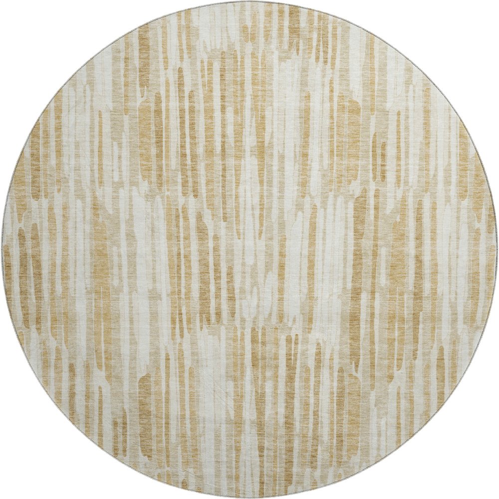 Premium Machine Washable Mayfield AMF739 Gold 8' x 8' Round Rug