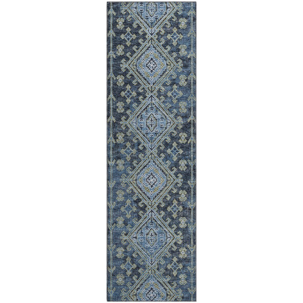 Premium Machine Washable Mayfield  Blue 2'3" x 7'6" Runner Rug