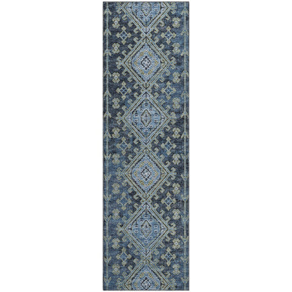 Premium Machine Washable Mayfield  Blue 2'3" x 7'6" Runner Rug