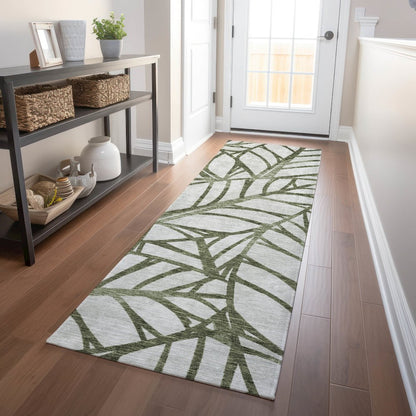 Premium Machine Washable Mayfield AMF741 Olive 2'3" x 7'6" Runner Rug