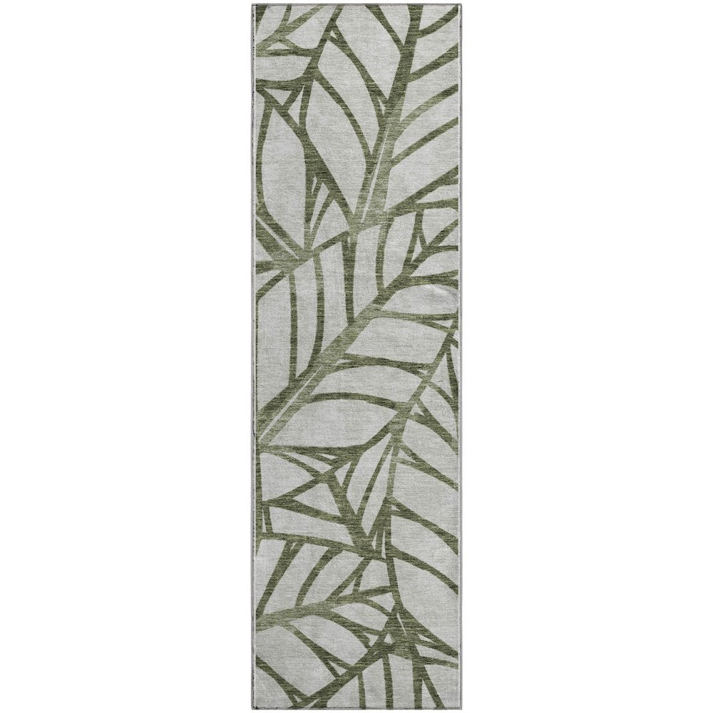 Premium Machine Washable Mayfield AMF741 Olive 2'3" x 7'6" Runner Rug
