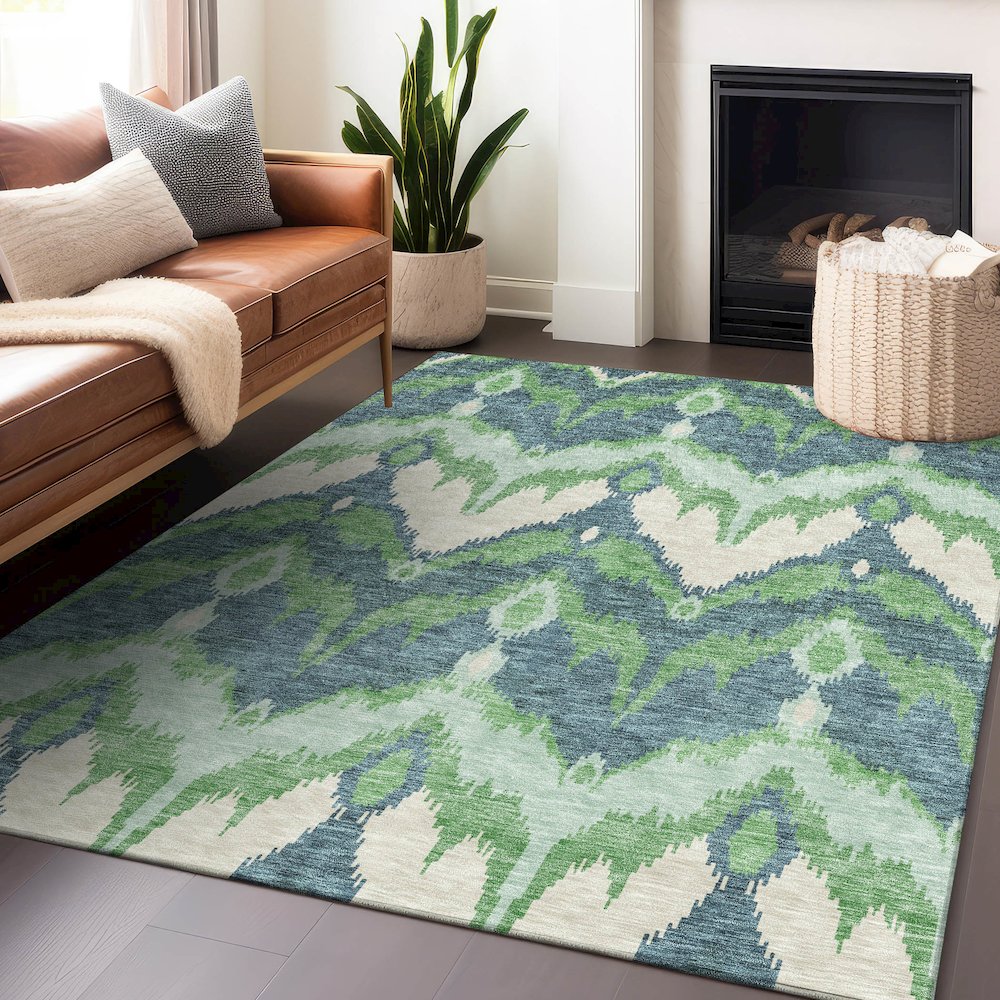 Premium Machine Washable Mayfield AMF743 Green 2'6" x 3'10" Rug