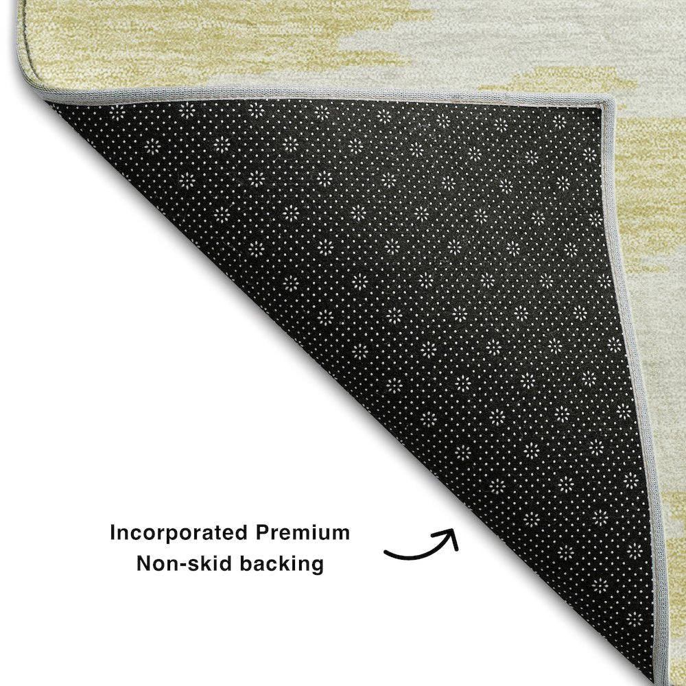 Premium Machine Washable Mayfield AMF746 Gold 1'8" x 2'6" Rug