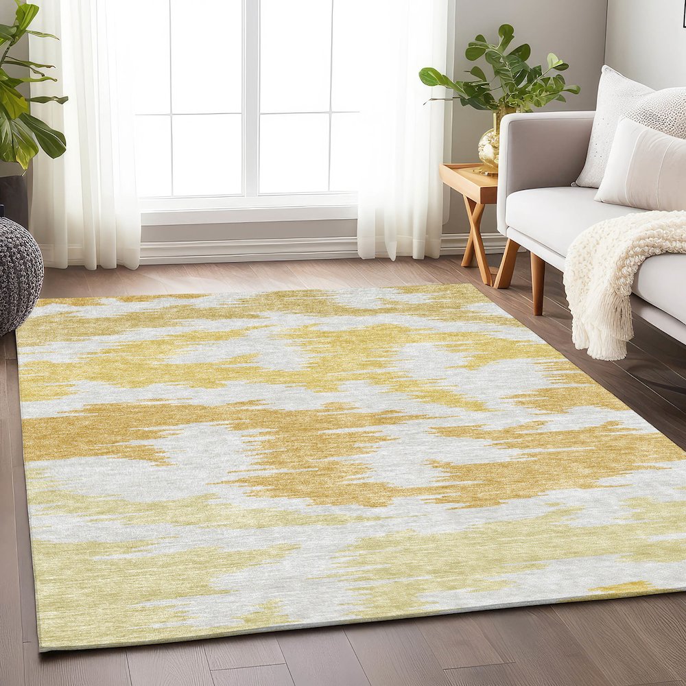Premium Machine Washable Mayfield AMF746 Gold 2'6" x 3'10" Rug