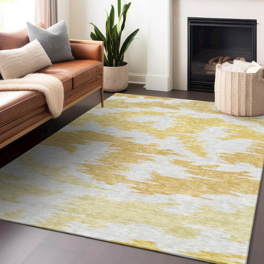 Premium Machine Washable Mayfield AMF746 Gold 2'6" x 3'10" Rug
